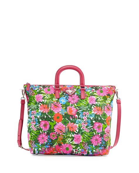 prada limited edition floral print nylon shopping tote|PRADA Totes Floral Bags & Handbags for Women.